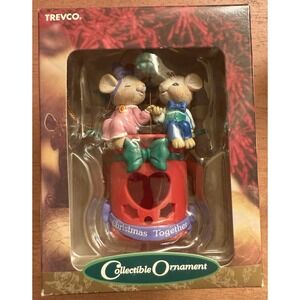 Trevco Mice Christmas Together‎ Tree Ornament Mouse Hearts Mistletoe